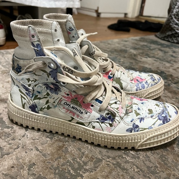 Off white sneakers floral print Womens size 40 size 10 - Picture 3 of 4